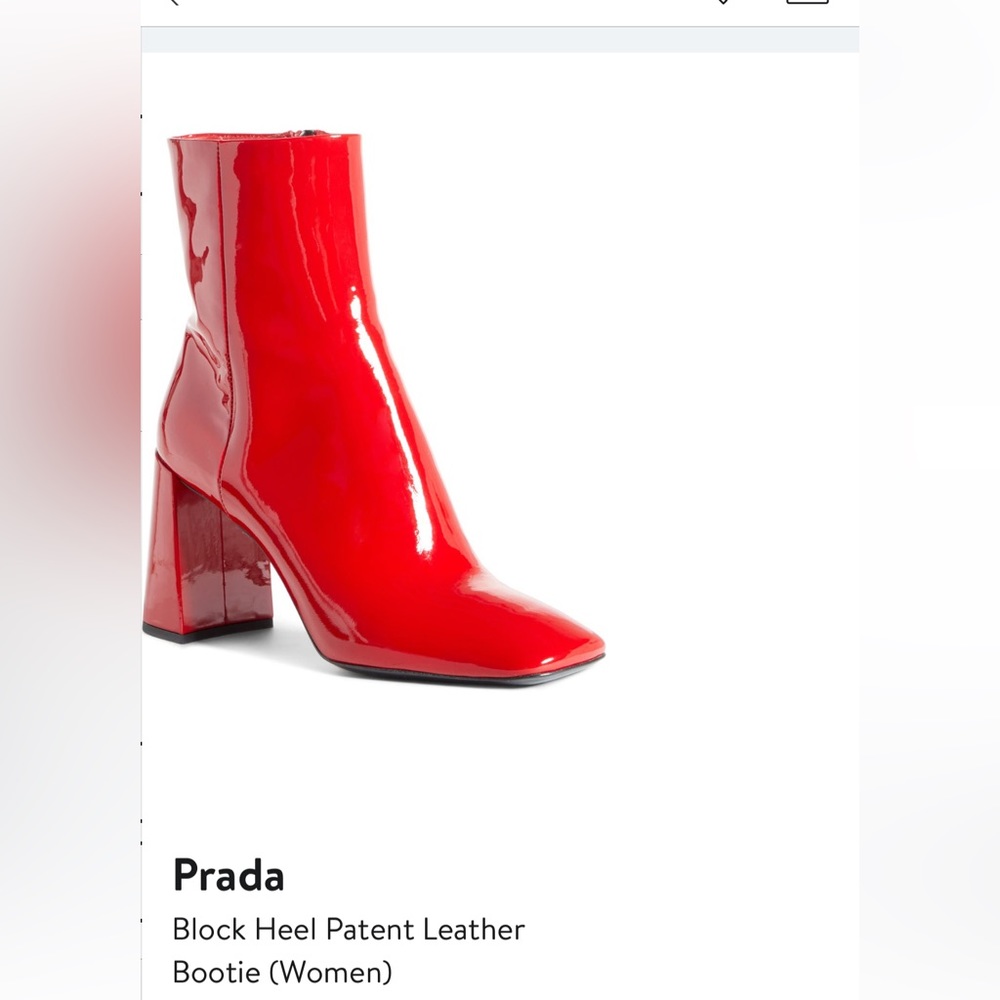PRADA Red Patent Block Heel Boots (US 8/EU 38)